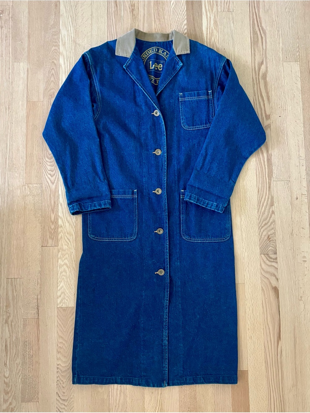 Lee vintage denim barn coat duster Jean jacket s small slouchy oversized 80s